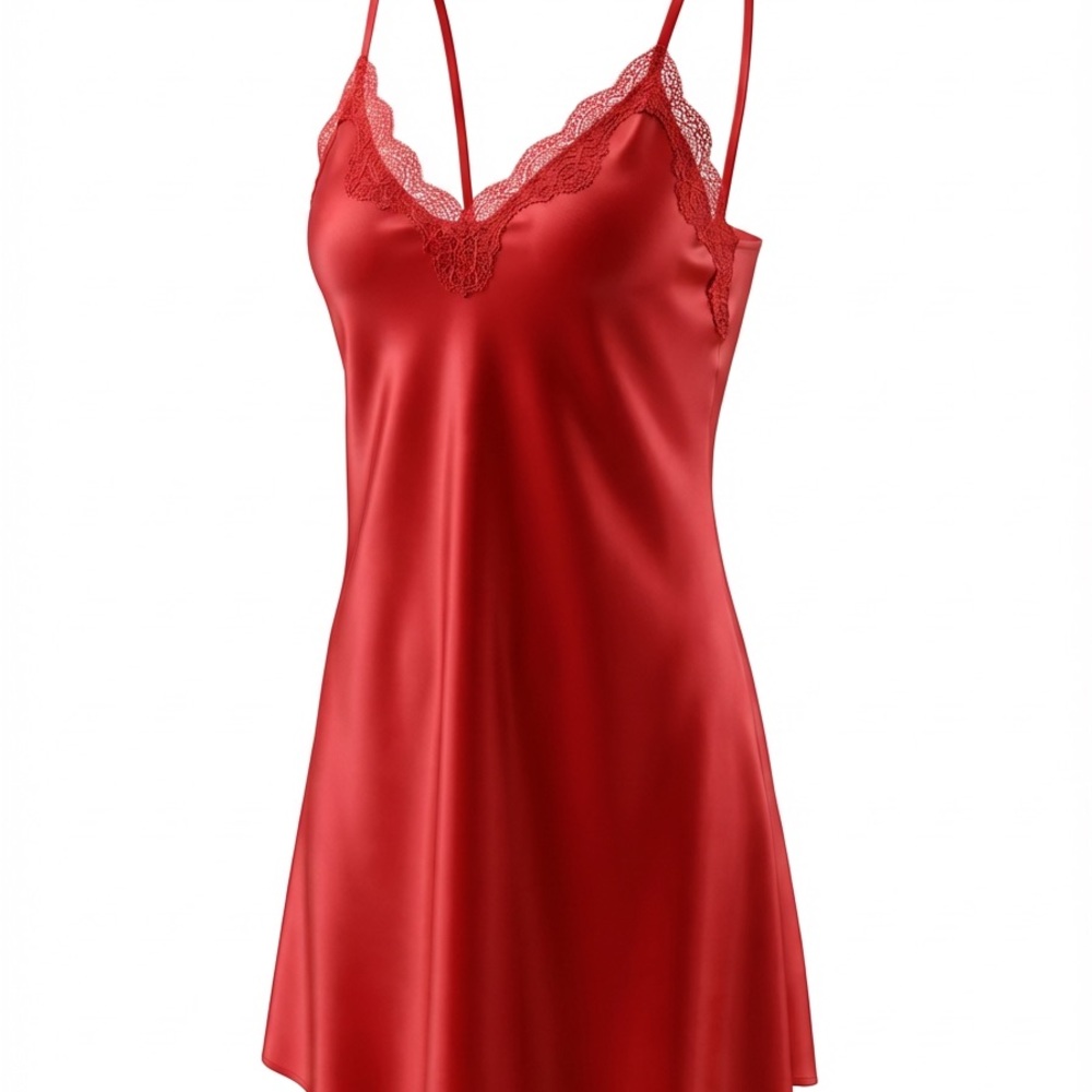 Victoria's Secret Scarlet Satin Chemise with Lace